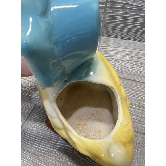 Vintage Duck Planter with Bonnet and Bow Mother Goose Ceramic Midcentury - Picture 8 of 8